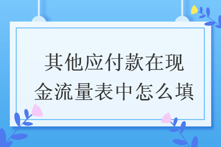其他應付款在現金流量表中怎么填
