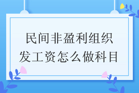 民間非盈利組織發工資怎么做科目