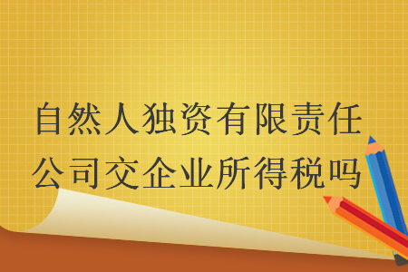自然人獨(dú)資有限責(zé)任公司交企業(yè)所得稅嗎
