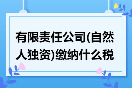 有限責(zé)任公司(自然人獨(dú)資)繳納什么稅