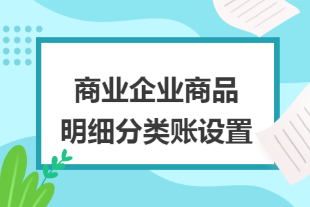 商業(yè)企業(yè)商品明細(xì)分類賬設(shè)置