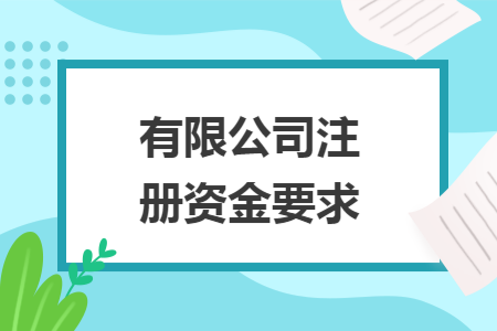 有限公司注冊資金要求